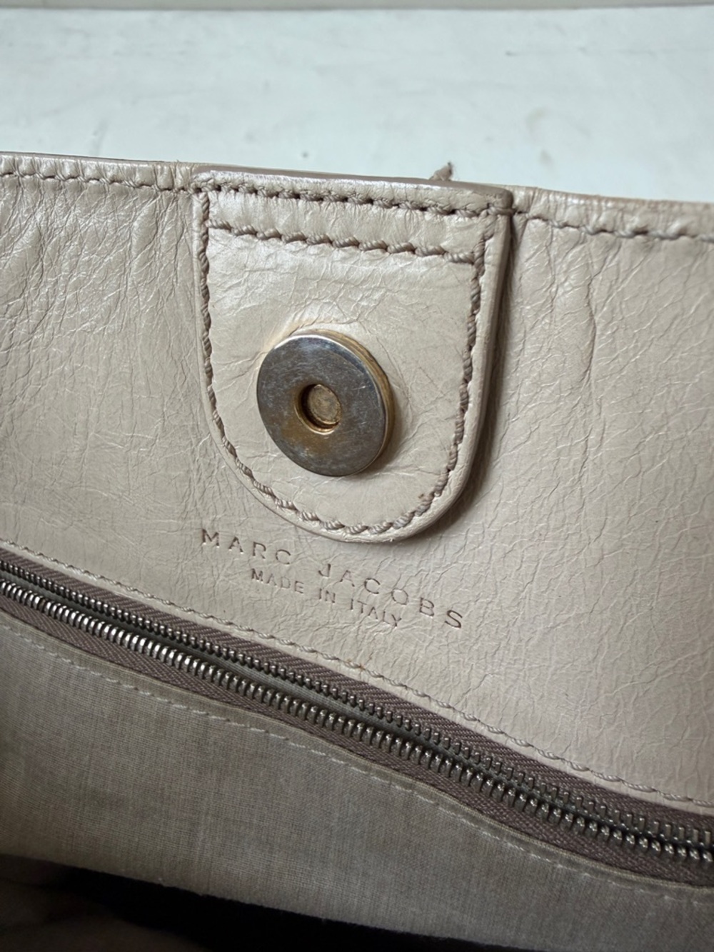 Marc Jacobs Vintage Y2K Beige Leather Tote Bag Shoulder Bag - Picture 7 of 12
